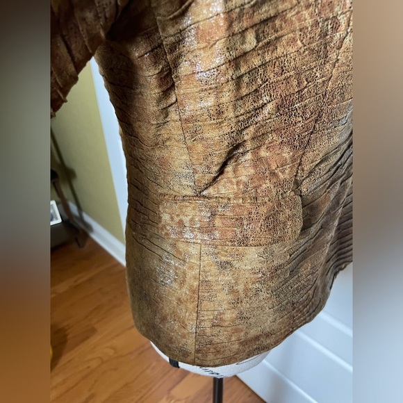 Zara Faux Suede Snake Print Brown Blazer - Picture 4 of 9